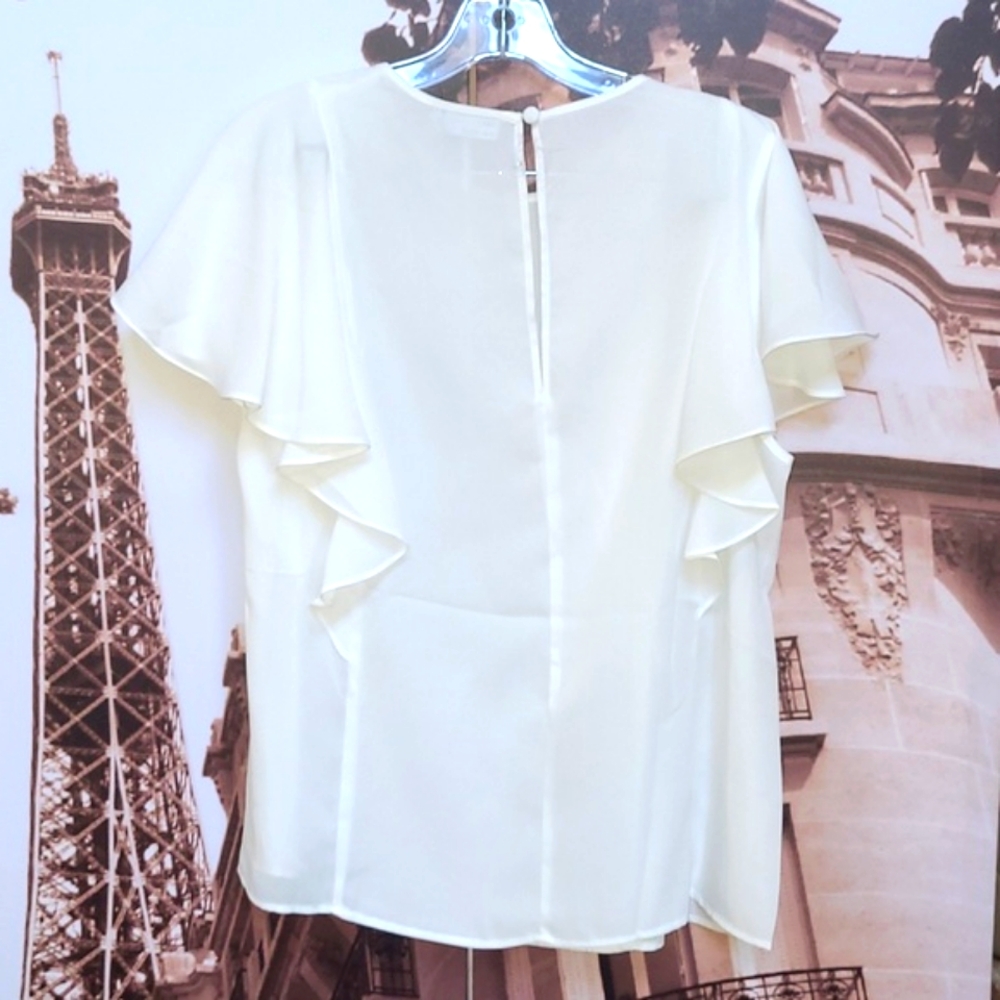 NWOT ASOS White Blouse With Ruffled Sleeves. Size 12 - #1-0243 - Picture 2 of 4